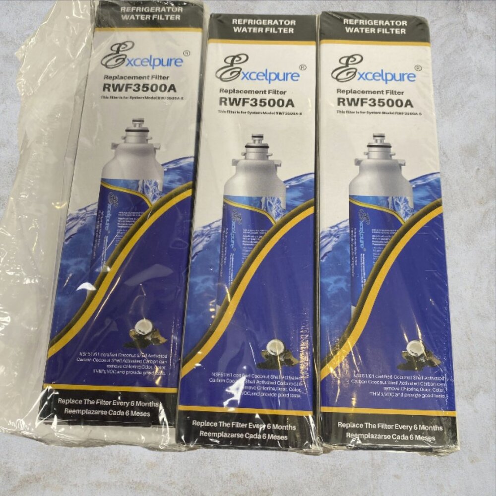 REFRIGERATOR WATER FILTERS -- 3-Pack, Excelpure RWF3500A, New/Unused - Picture 3 of 4